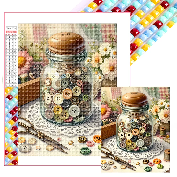 Sewing Buttons 40*50CM (Canvas) Full Square Drill Diamond Painting gbfke