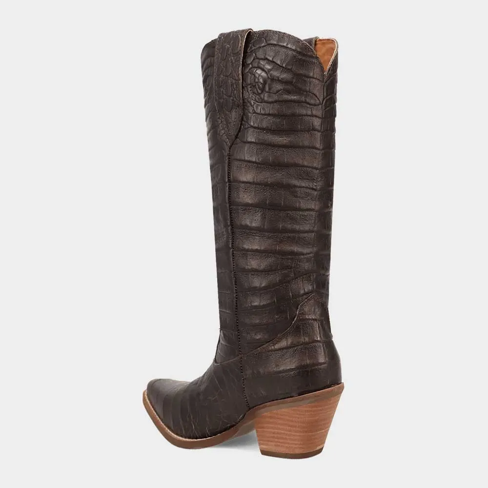 Women's Chocolate Brown Pull On Snip Toe Western Boots for Women