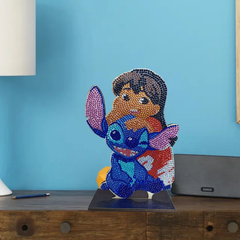 DIY Stitch Table Ornament Art Crafts Wooden Single Sided Home Decoration