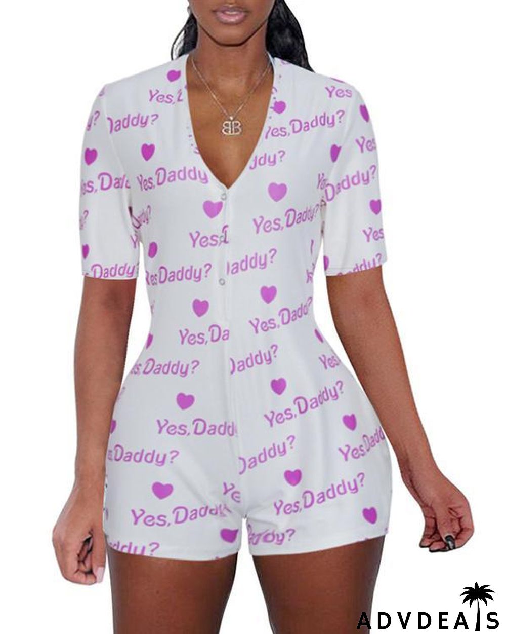 Casual Printed Short Sleeve Home Romper