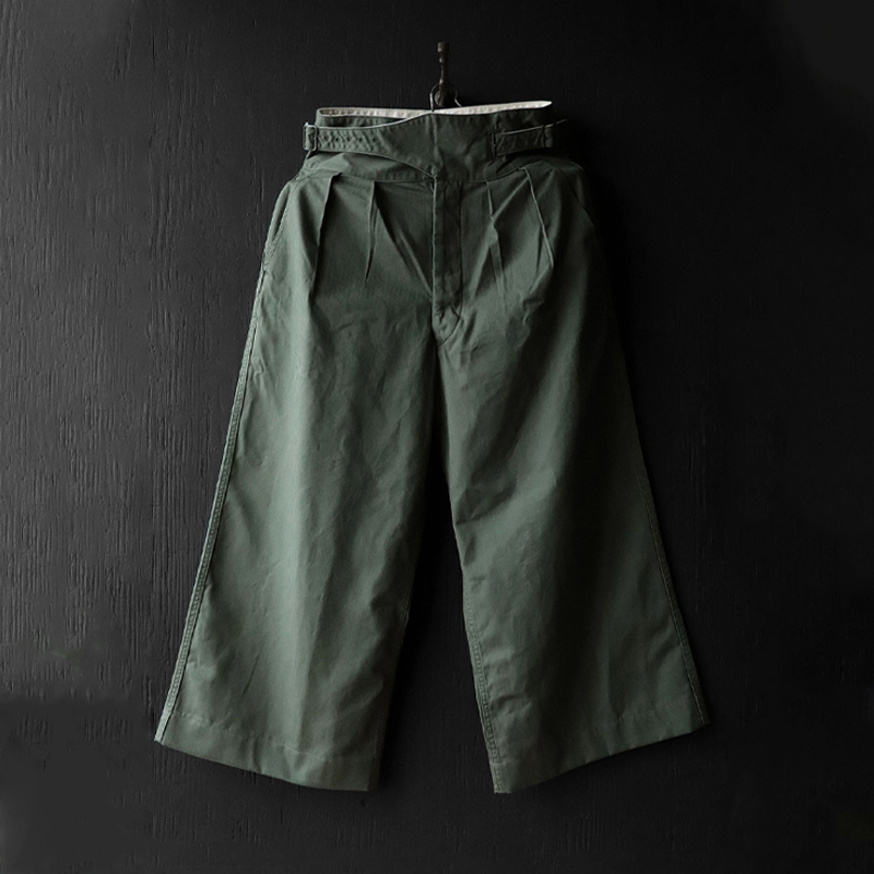 Men's Military Herringbone Wide Gurkha Soldier Green Pants