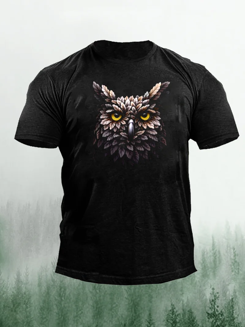 Men's Forest Owl Short Sleeve Shirt in  mildstyles