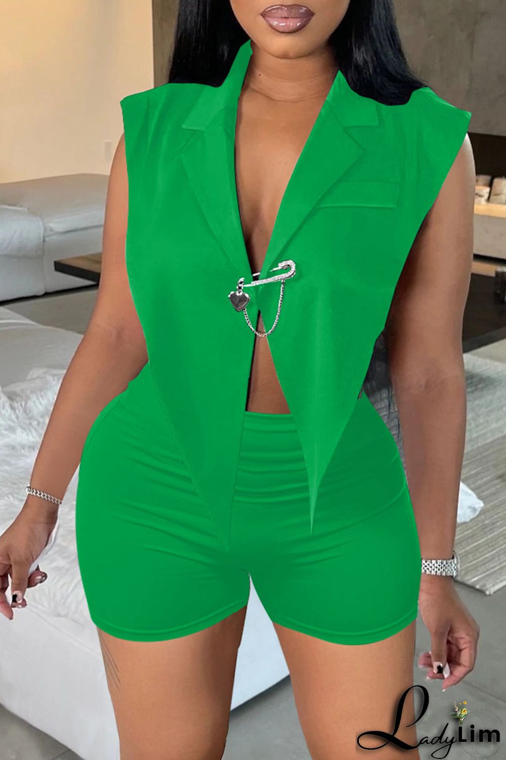 Black Sexy Solid Backless Asymmetrical V Neck Sleeveless Two Pieces