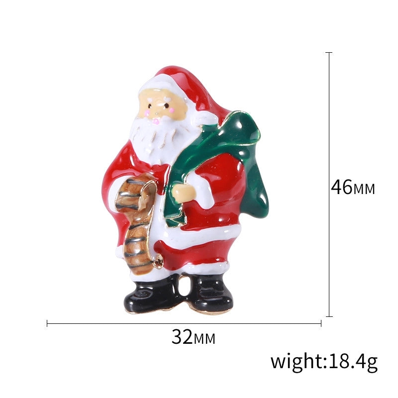 Cute Classic Style Pin Santa Claus Snowflake Elk Alloy Enamel Inlay Rhinestones Unisex Brooches