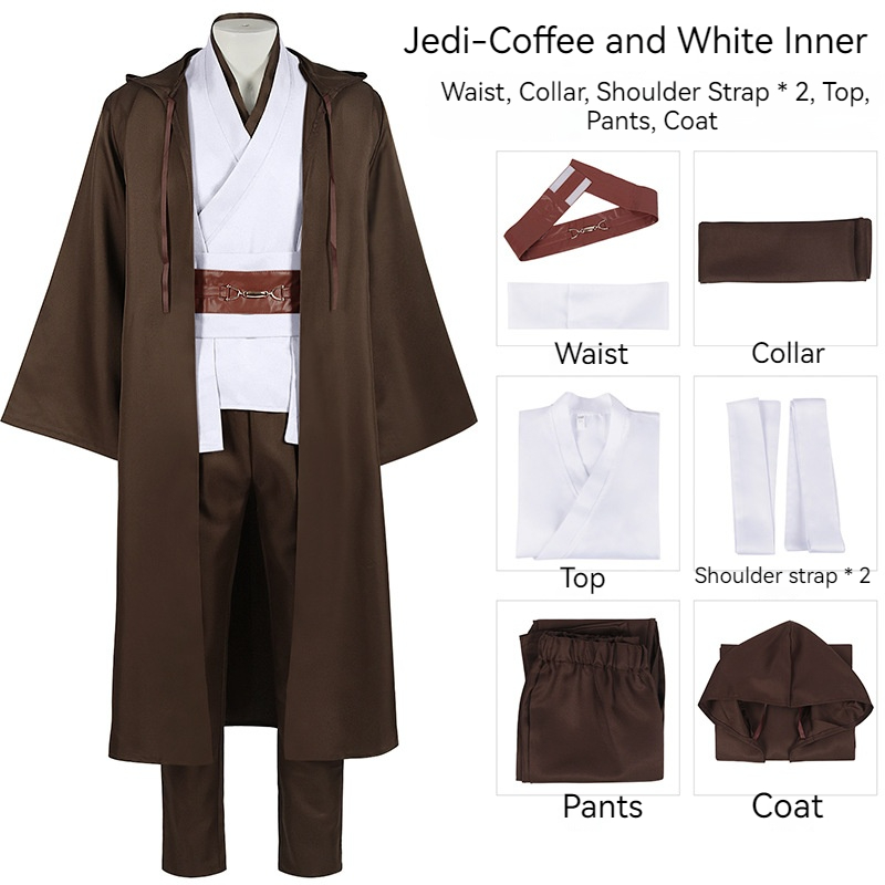 [Wetrose] In Stock Jedi War of Stars Cosplay Costume Warrior Cloak Coat Halloween Full Set Ninja Fighter Kids' Size for Kid Adult
