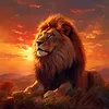 Sunset Lion King Full 11CT DIY Stamped Needlework Embroidery Kit 15.75x15.75inch Embroidery Needlepoint Starter Kits Cross Stitch Art and Crafts Kits for Beginners Adults Home Decor