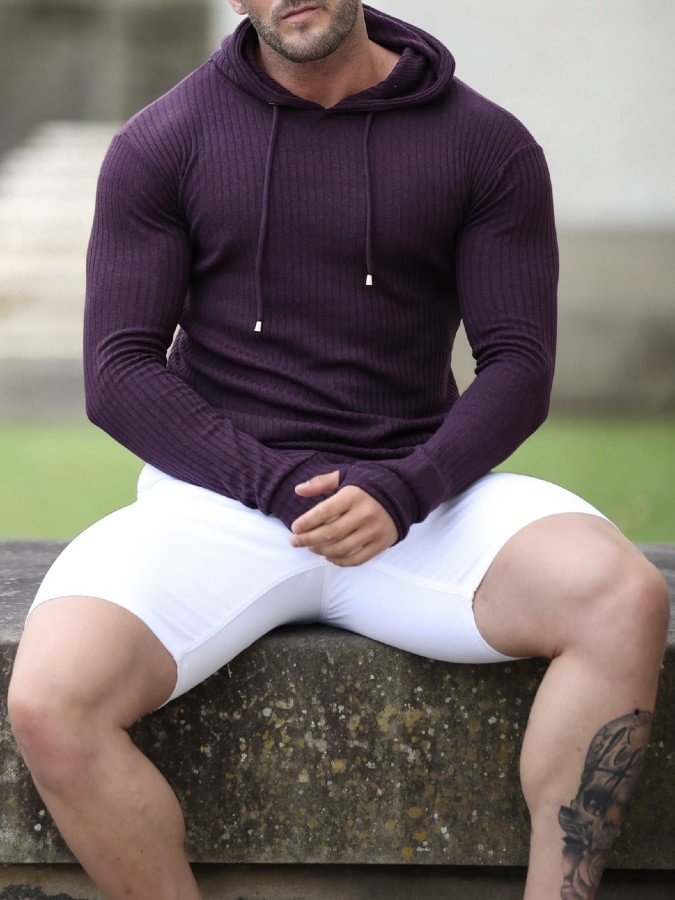 🔥Clearance Sale🔥Purple Ribbed Knit Hoodies