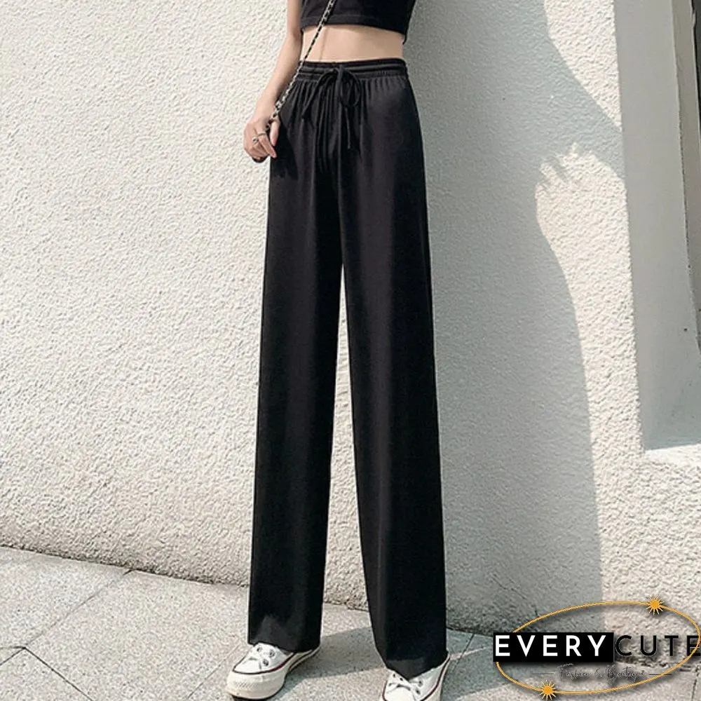 High waist soft comfort women pants new casual summer slacks ice silk full length long