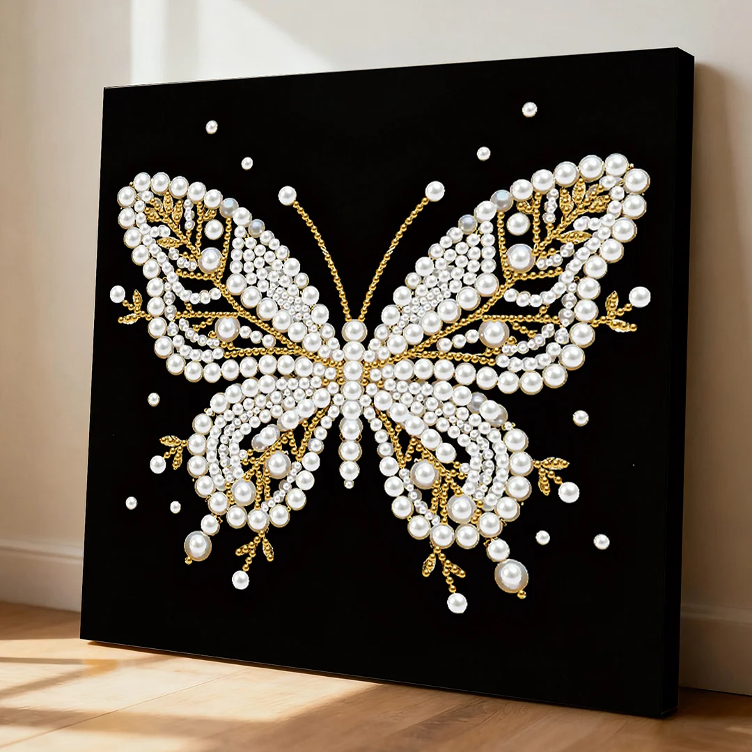 Butterfly DIY Pearl Diamond Painting Kit for Adult Home Decor 25x25cm With Frame