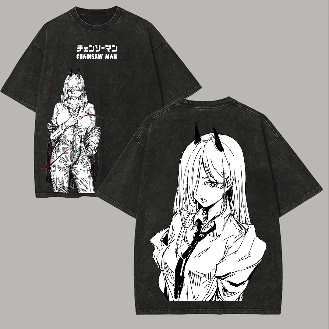 Chainsaw Man Printed Unisex Washed T-Shirt