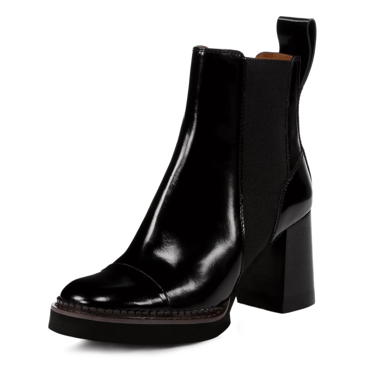 Chic Black Round Toe Slip On Chunky Heel Chelsea Boots with Platform Nicepairs