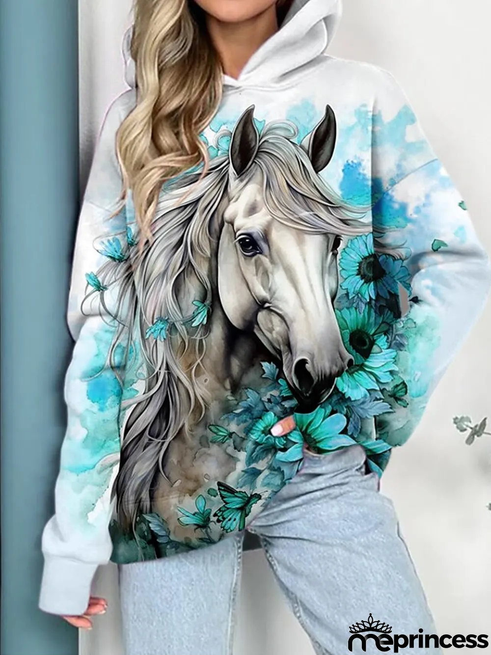 Women's Hoodie Sweatshirt Pullover Animal Casual Sports Print Yellow Blue Green Sportswear Funny Hooded Long Sleeve Top Micro-elastic Fall & Winter