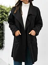Fashion Loose Solid Color Long Sleeves Lapel Cardigan Woolen Outerwear
