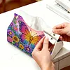 DIY Diamond Art Tissue Box Holder Butterfly PU Leather Diamond Art Desktop Organizer Resin Rhinestone Storage Organizers Gem Art Home Office Decor Craft Gift