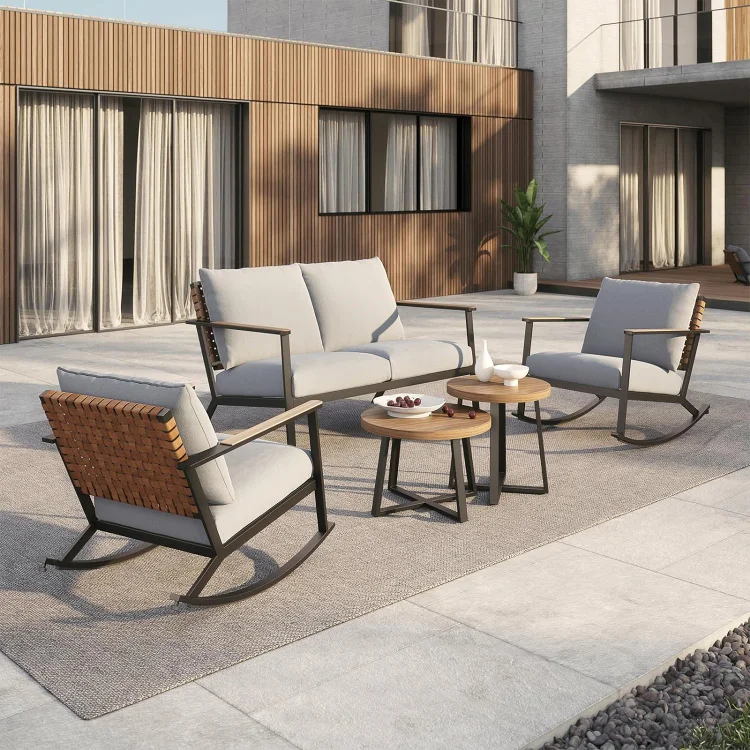 GRAND PATIO Outdoor Rocking Chairs, Patio Wicker Bistro Set Outdoor Furniture Conversation Sets