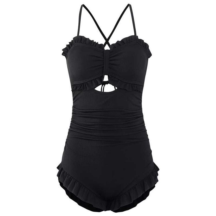 One-Piece Strap Ruffle Swimsuit Swimwear