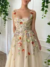 Enchanted Flower Garden Ball Gown Whimsical Cottagecore Princess Formal Dress A Line Tulle Floral Sweetheart Bodice Embroidered Straps