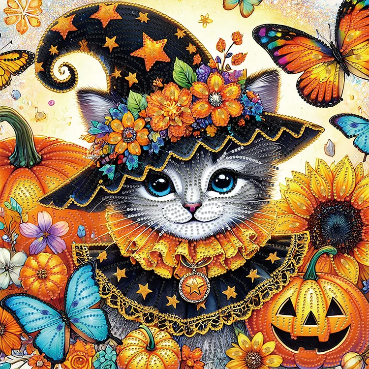 Halloween Cat - Partial Drill - Special Diamond Painting(40*40cm)