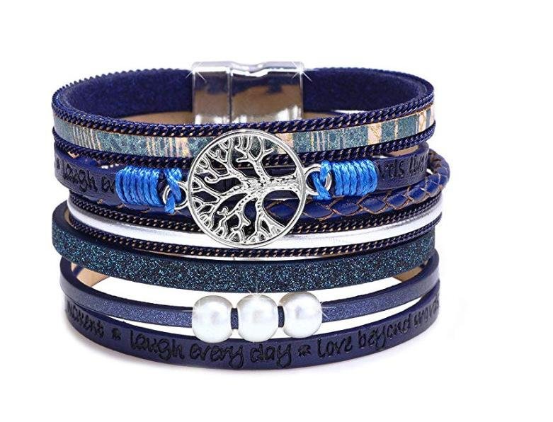 19cm Retro hand-made woven faux leather bracelet-zachics