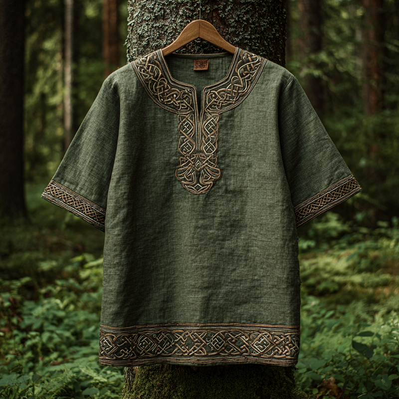 Men's Vintage Viking Celtic Knot Art V Neck Shirt