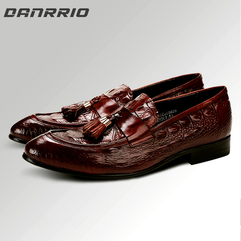 DANRRIO Crocodile Print Vintage Moccasin Tassel Business Casual Shoes DANRRIO.COM DANRRIO