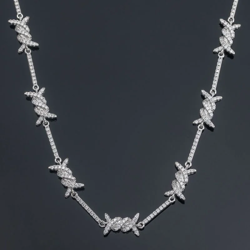 14K Gold Plated 2.5MM Barbed Wire Zircon Iced Out Hip Hop Chain-VESSFUL