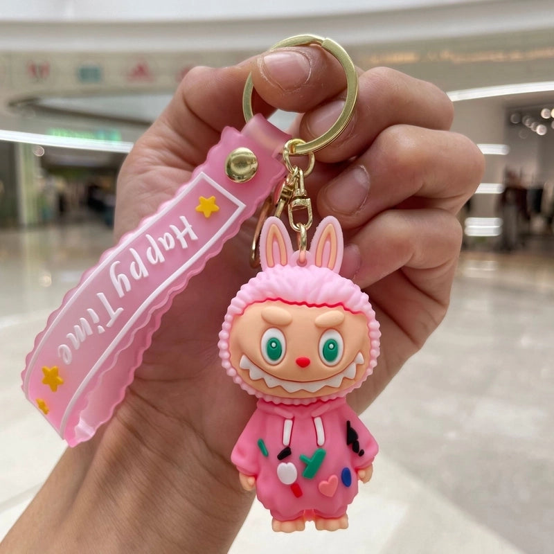 2 Pieces Cute Cartoon Character Pvc Unisex Keychain