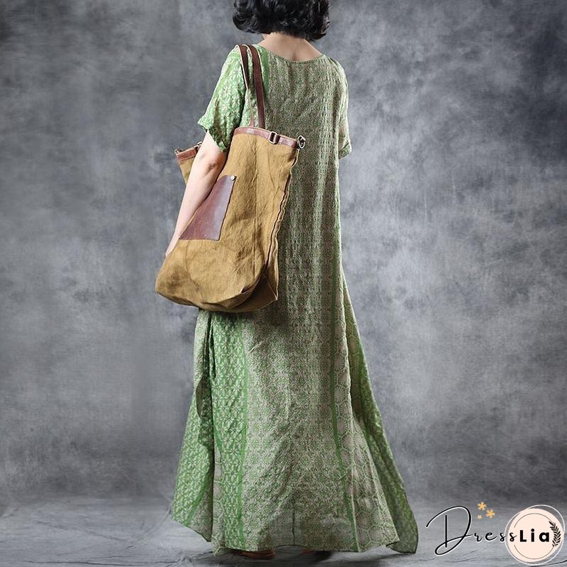 Print Cotton Short Sleeve A-Line Dress
