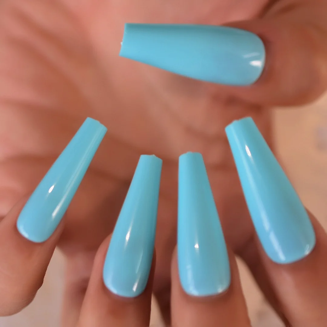 Metallic Coffin Nail Tips False Nails Long Ballerina Gold Mirror Fake Nails Press On Full Set For Fingernail Decorations-Nail Inspo