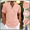 Camicia da uomo a maniche corte con mezzo bottone e colletto Henley
