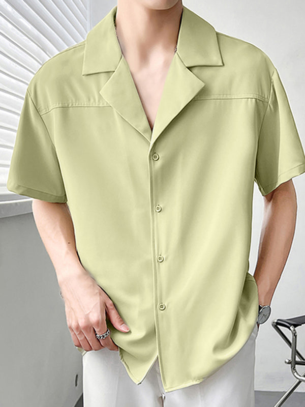 Aonga - Mens Light Breathable Solid Color Revere ShirtJ aonga