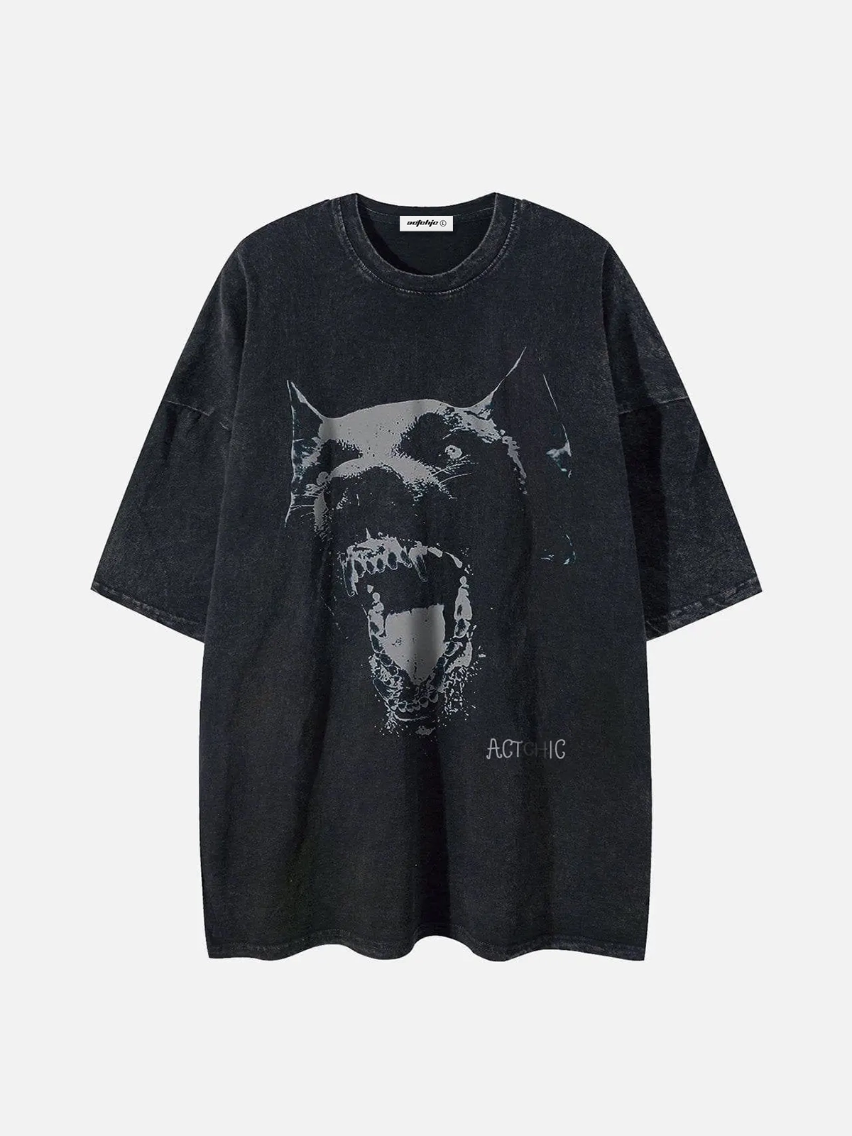 Black Cerberus Graphic Washed Tee Front