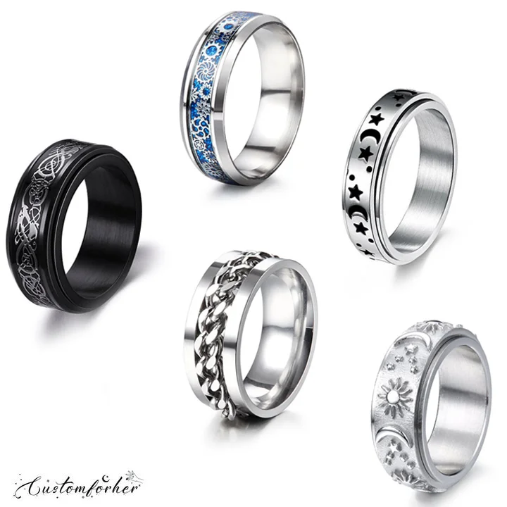 Star Moon Gear Anxiety Ring Set