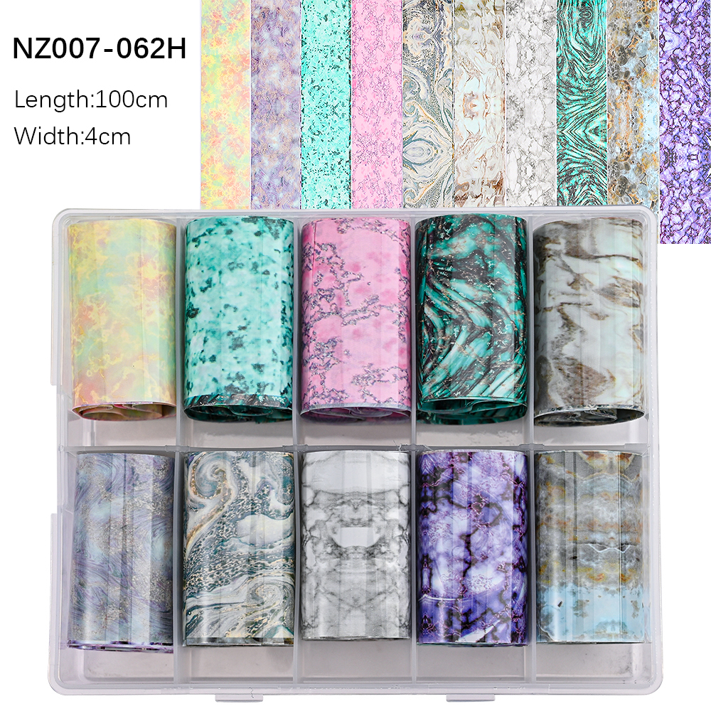 Kissbake 10pcs 4x100cm Nail Transfer Foil Paper Sticker Set Luxury Foil Nails Logo Transfer Nail Stickers Designer Fashion Nail Art Decal