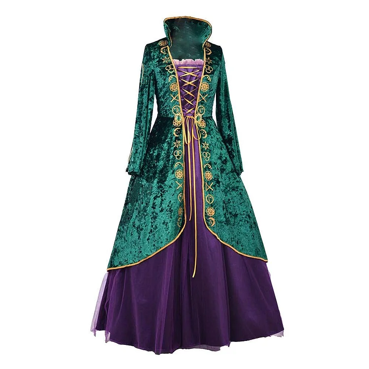 ✨In Stock✨Medieval Green Velvet Dress Witch Cosplay Costume Robes Adult for Women