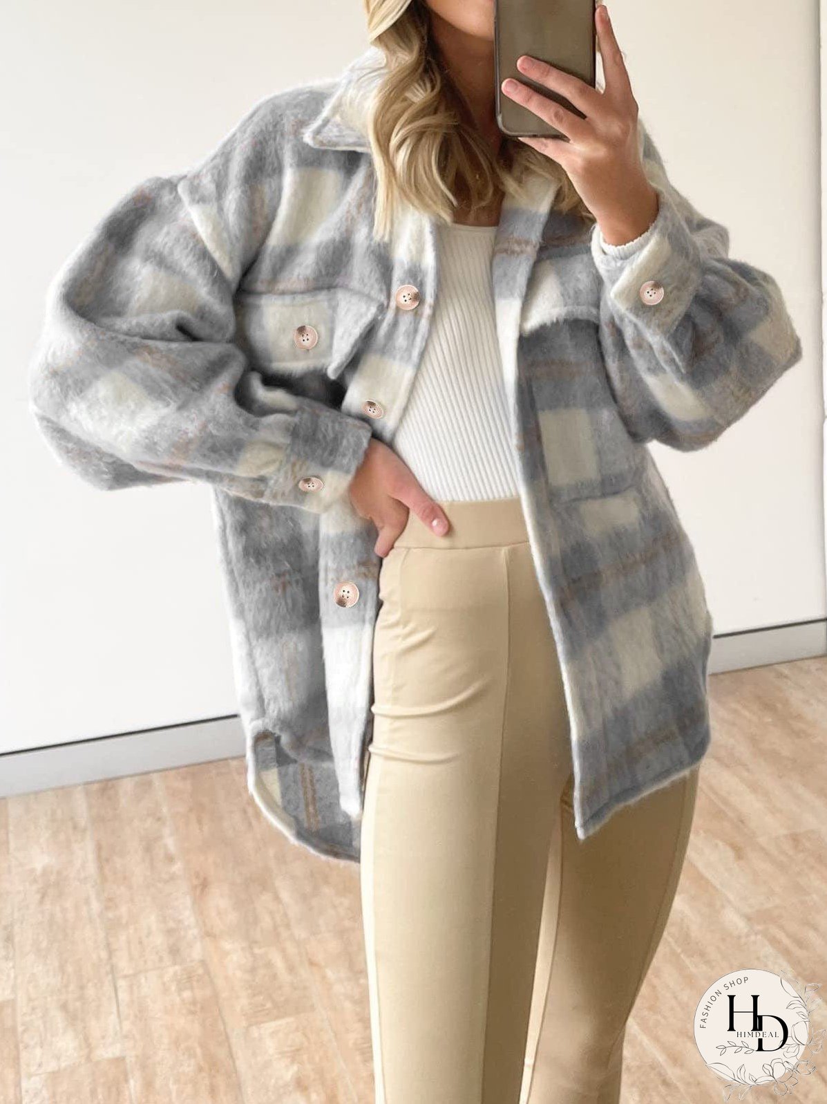 Stylish Plaid Shacket for Women