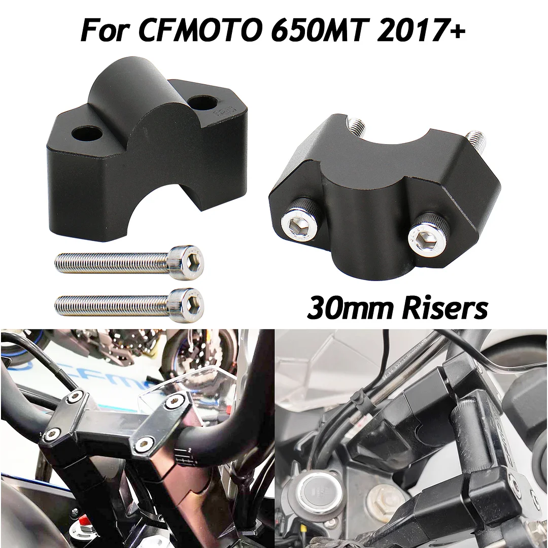 Pair Handlebar Risers For CFMoto 650MT 2017-On 30mm Height Up Aluminum Adaptors