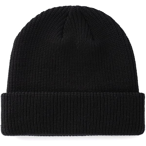 Home Prefer Classic Men's Warm Winter Hats Acrylic Knit Cuffed Beanie Cap Daily Beanies Watch Hat One Size Black