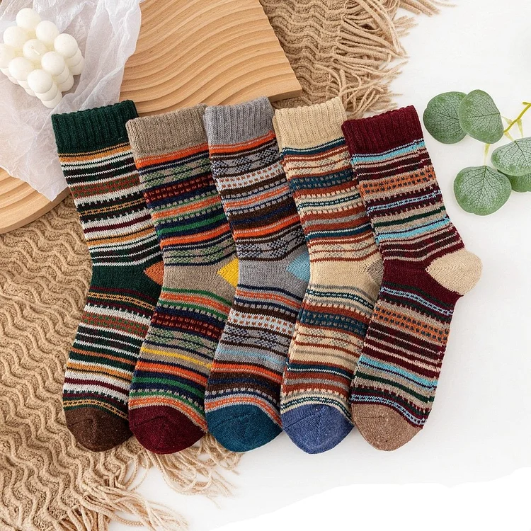 ( 5 PAIRS ) Vanccy Super Thick Wool Socks QueenFunky