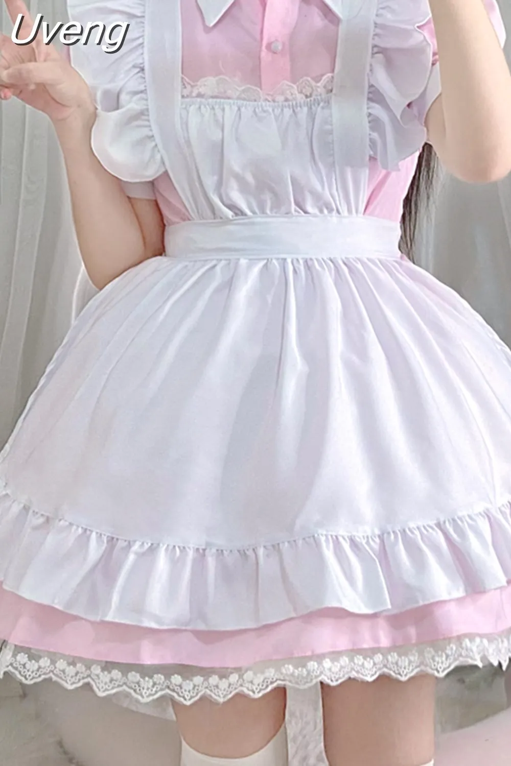 Review for Japanese sweet pink white maid costume yv43276