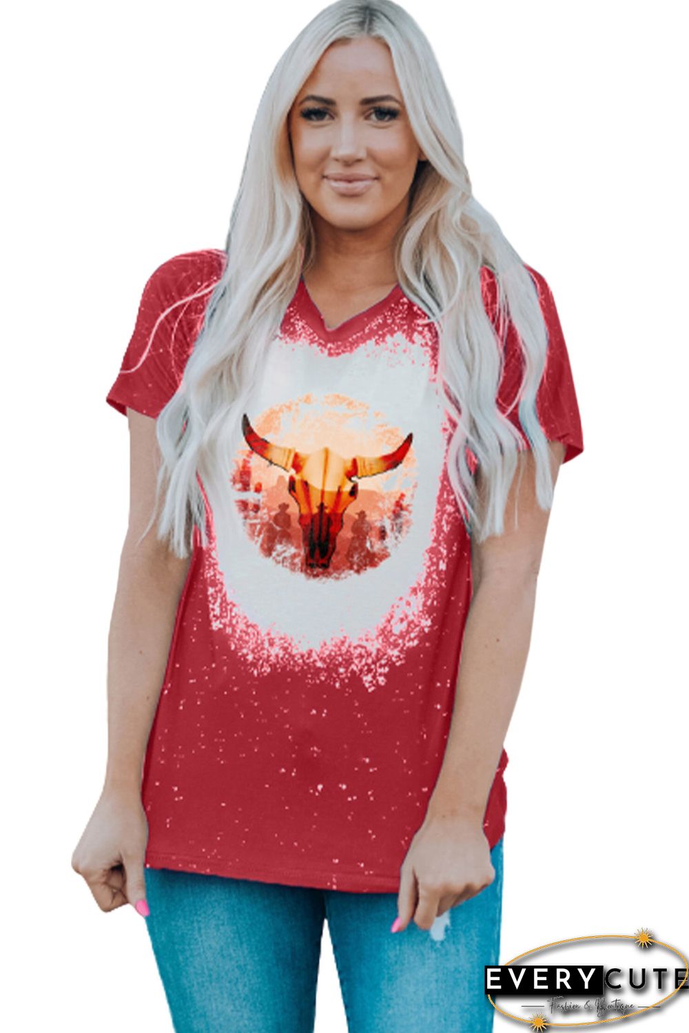 Red Animal Bleached T-shirt