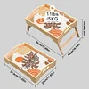 DIY Diamond Painting Wooden Tray Food Tray  with Folding Legs Living Room Decoration Donut Wooden Tray Kit(Abstract Leaf)