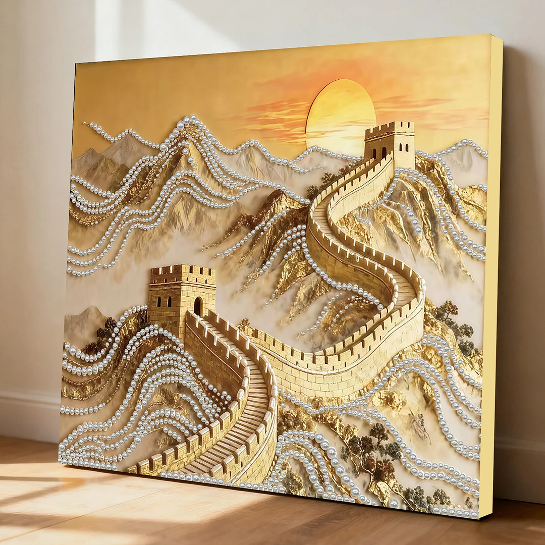 Great Wall DIY Pearl Art Diamond Painting With Frame 30x30cm for Adults Home Dec