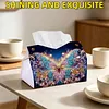 Shining Butterfly DIY PULeather Diamond Painting Tissue Box for Adults Beginners Gem Art Painting Napkin Holder for Living Room Bedroom Bathroom Table Decor