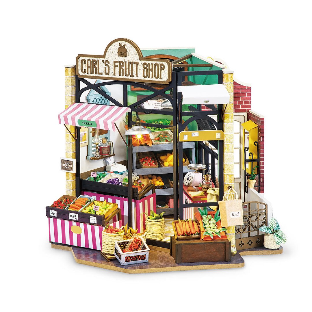 robotime-nl Rolife Carl's Fruit Shop DG142 Vegetable Market DIY Miniature