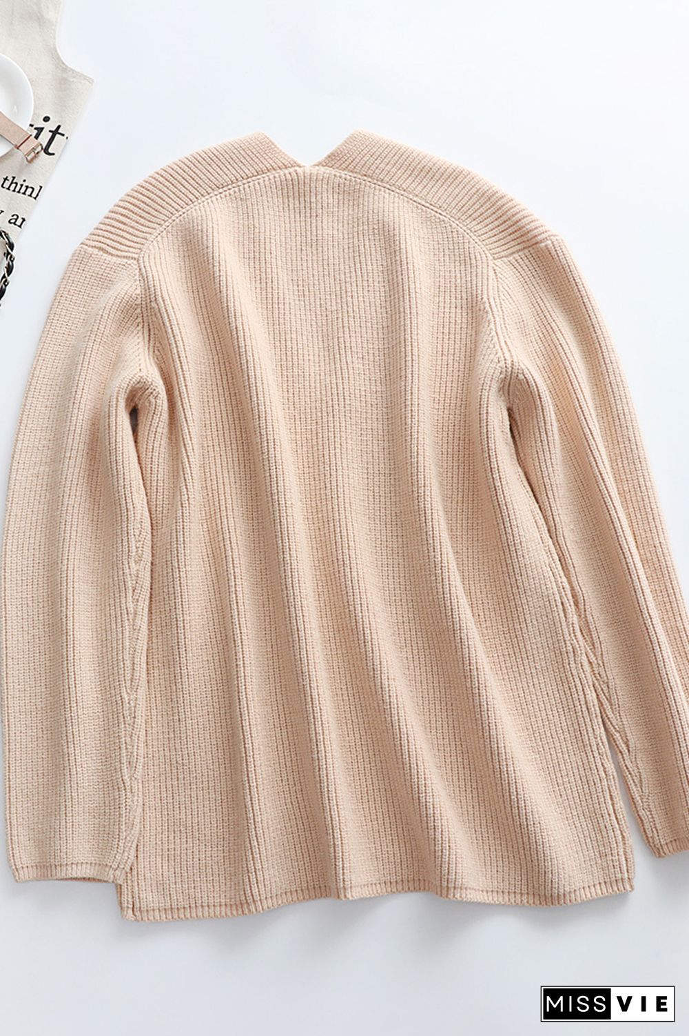 V-neck Long Sleeves Loose Solid Color Pullover Sweater Wholesale