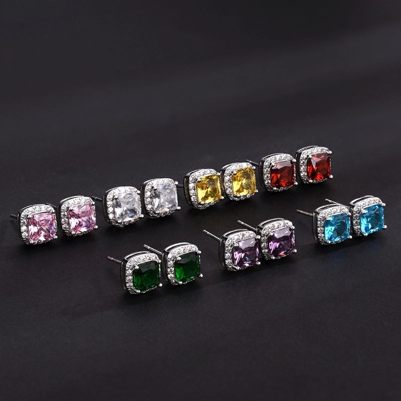 Candy Earrings National Tide Men's High Street Sugar Earrings Tide Men's Hip-hop  Zircon Square Earrings