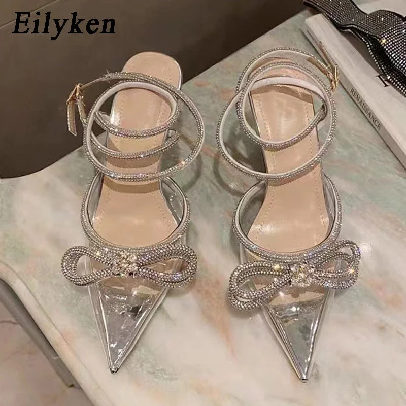 Eilyken Style Crystal Butterfly Women Pumps Jelly Office Lady Shoes Summer Slingbacks High heels Wedding Bridal Shoes