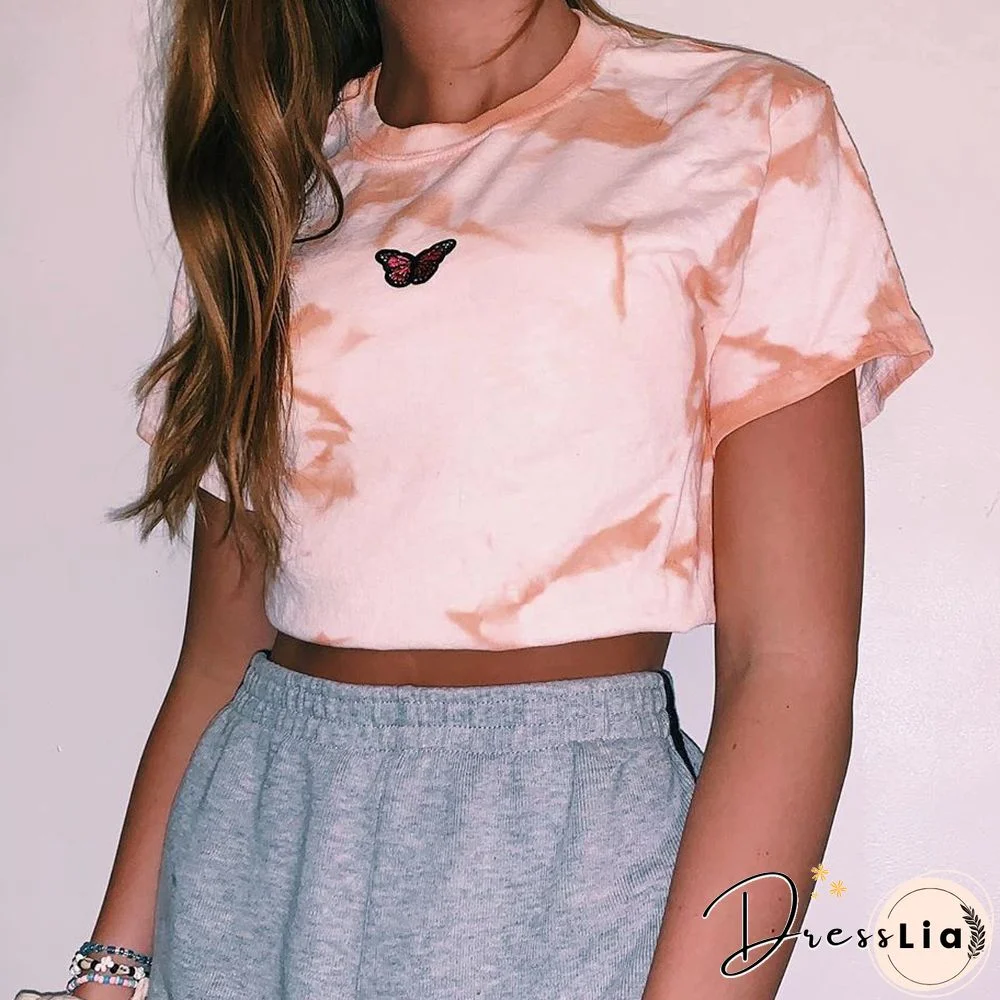 Basic Casual Tie-Dye Graphic Pullover T-Shirt