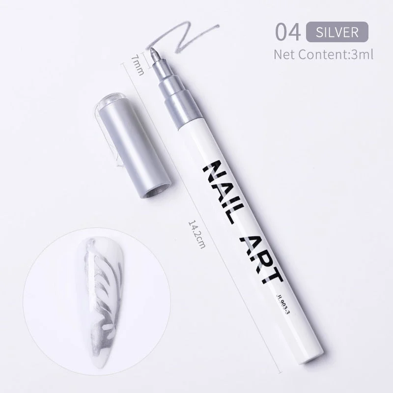 1 Pcs Nail Art Graffiti Pen Waterproof Drawing Painting Liner Brush DIY Flower Abstract Lines Details Nail Art Beauty Nail Tool-Nail Inspo
